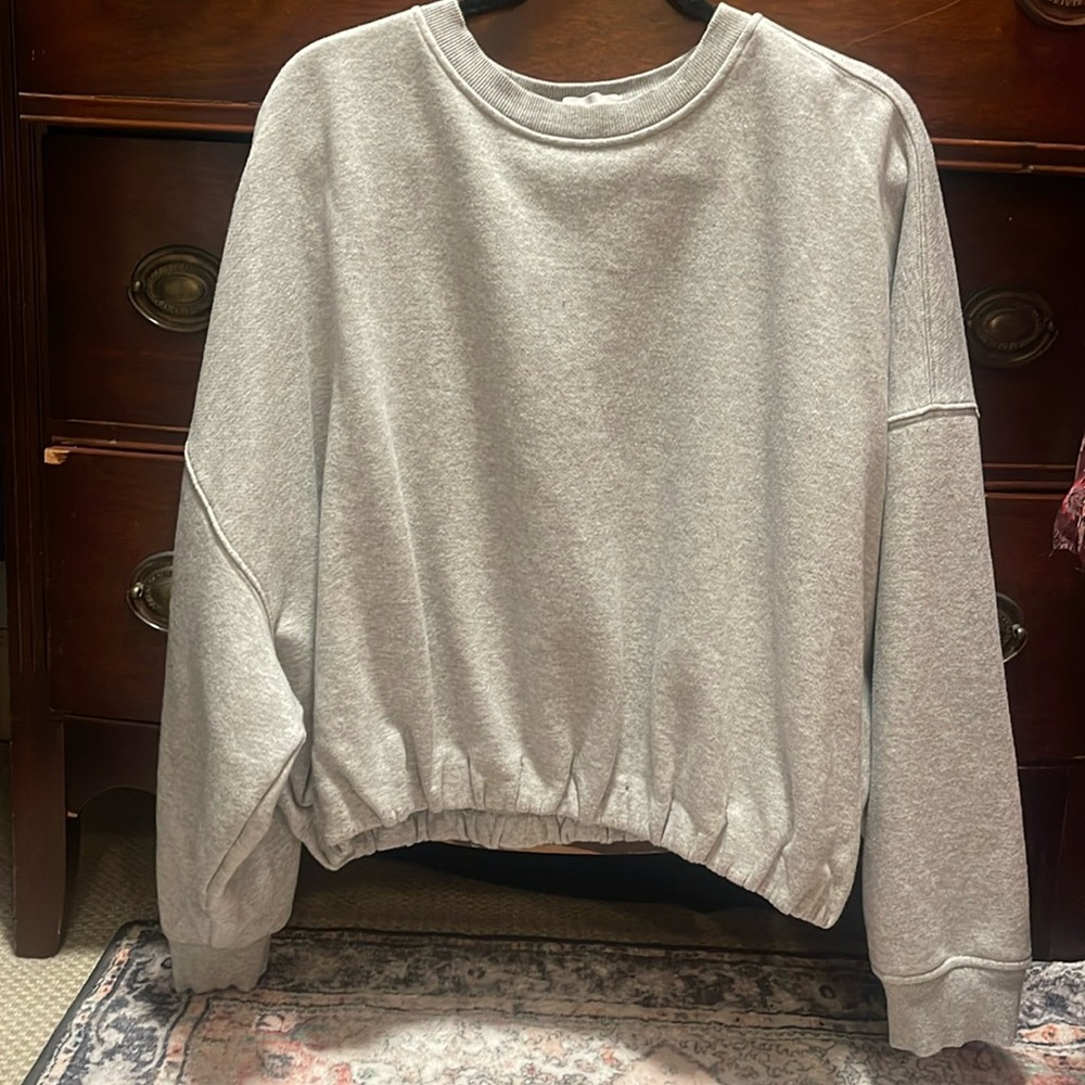 Nuuds Cinched Waist Heathered Grey Vintage Sweater